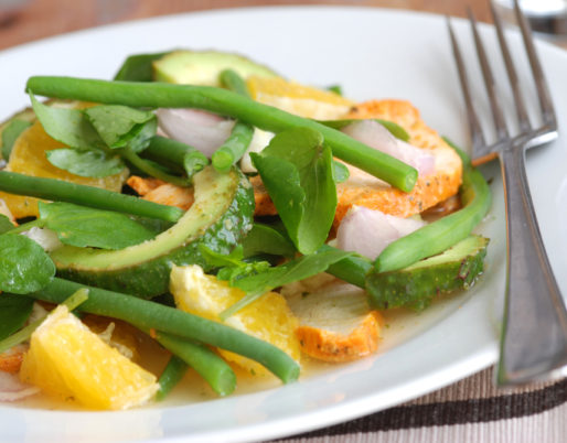 salade haricots verts cresson