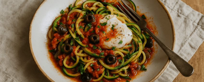 Spaghetti de courgette alla puttanesca